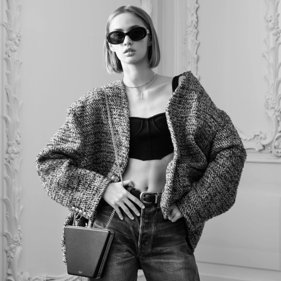 Celine Oversized Tweed Cardigan in Leopard 38 - Picture 4 of 10